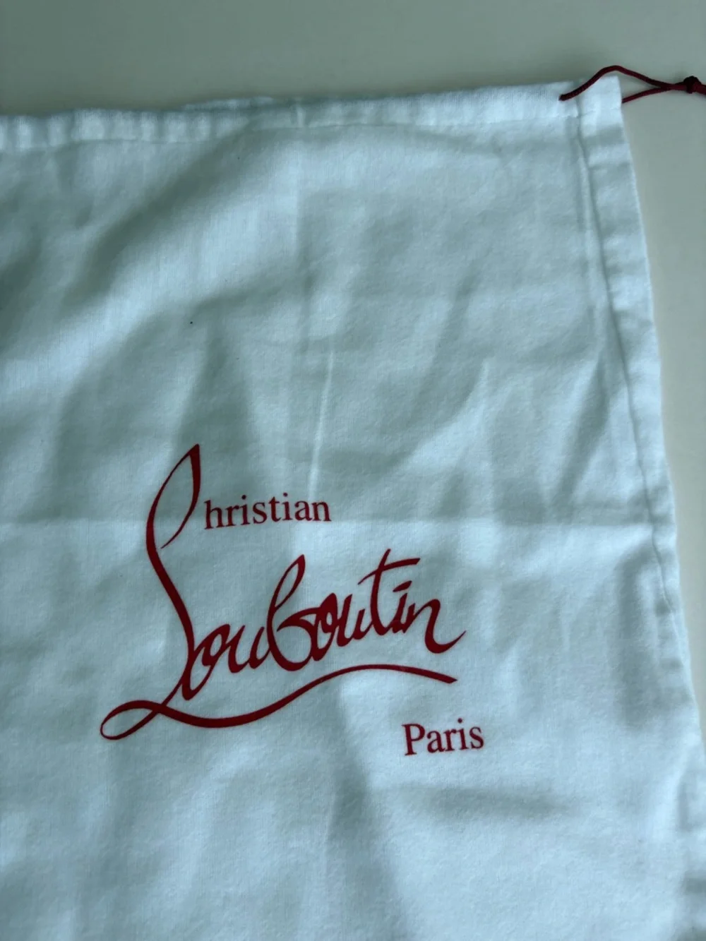 Christian Louboutin White Dust Bag with Red Logo
